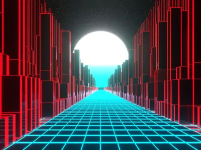 Synthwave Retrowave Vaporwave Animated Free 3D model