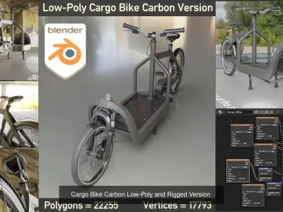 Low-Poly Cargo Bike Rigged All Versions 3D Model Pack