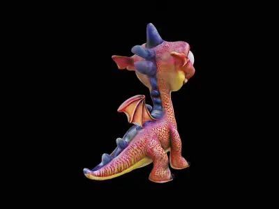 cute cartoon dragon stylized 3D model