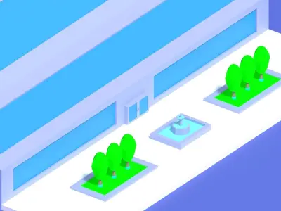 Cartoon High Speed Railway Station Low-poly 3D model