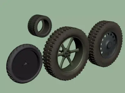 WWII Truck wheels and tyres 3D model