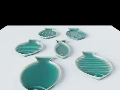 Porcelain Fish plates  3D model