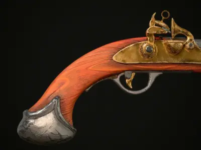 Old Pirate Pistol Low-poly 3D model