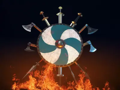 Viking Weapons and Shields Game Ready Models Low-poly 3D model