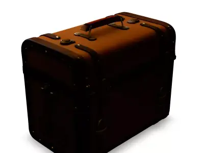 Vintage Leather Travel Trunk Low-poly 3D model