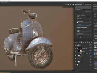 Vespa 50s rusty Low Poly Low-poly 3D model