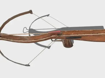 Low Poly PBR Crossbow wooden with metal handle Low-poly 3D model