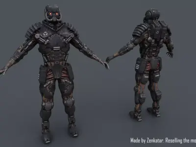 Game-ready Juggernaut Robot Unity Unreal Engine Low-poly 3D model
