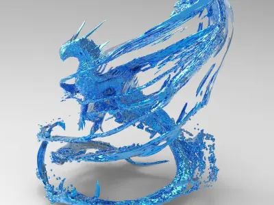 Dragon water splash sculpture collection  3D model