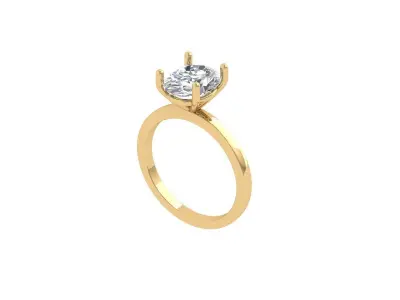 Oval Solitaire Ring 3D print model 6