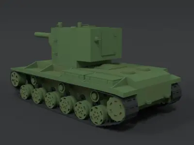 Low Poly Cartoon KV 2 Tank Low-poly 3D model