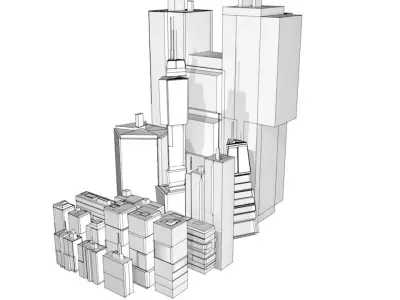 Sci Fi Cityscape Pack Cyberpunk 18 Greeble Buildings Lot City Free 3D model