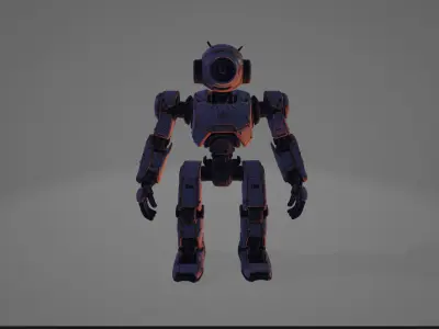  Futuristic Humanoid Robot Low-poly 3D model