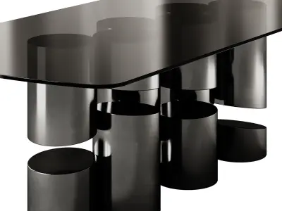 Silverstone Glass and metal table by Rivatelier 3D model