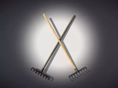 Wooden Rake Low-poly 3D model