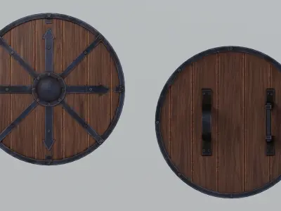 Wooden shield Low-poly 3D model
