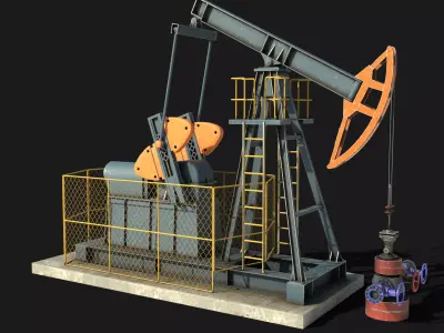 Low Poly Pumpjack  Low-poly 3D model
