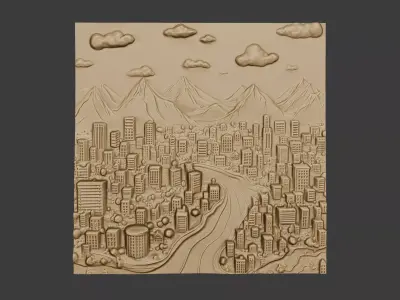 City relief wallart 3D print model