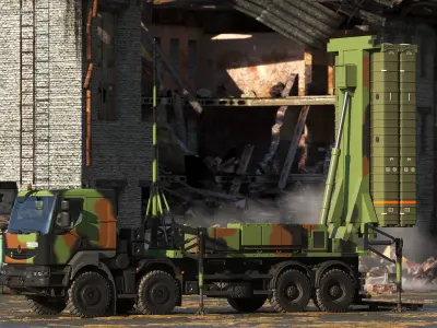 SAMP-T Medium Range Air Defense Missile System Rigged 3D model