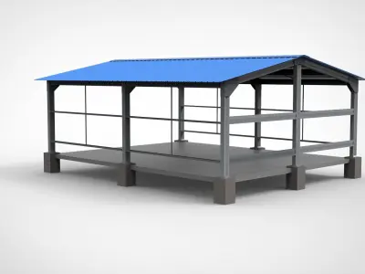 Industrial Metal Hangar 3D model 3