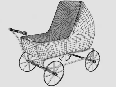 Antique baby carrier Low-poly 3D model