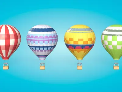 Hot Air Balloons Low-poly 3D model