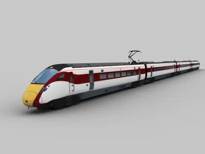 Lowpoly Train 9 high speed Low-poly 3D model
