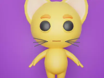 Cartoon Animated Cat Low-poly 3D model