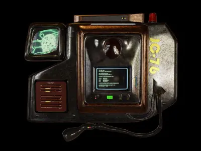 Scifi console terminal com cyberpunk device 3D model