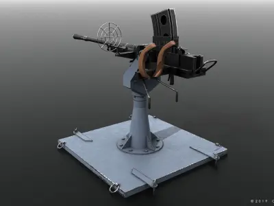 Type 96 - 25mm AT-AA Japanese single gun Low-poly 3D model