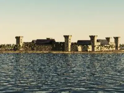 Fortress island castle minecraft 3D model