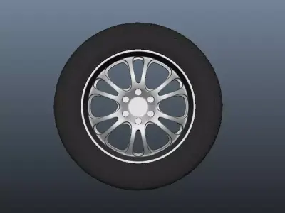 SUV Tyre with Alloys Low-poly 3D model