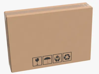 Cardboard Box 50x10x35 Closed 3D model