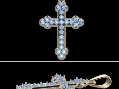 Antique Diamond Cross Pendant  3D print model