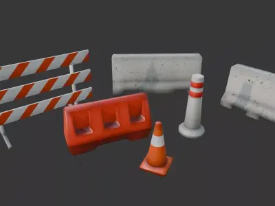 Road Barriers Game-Ready Pack Low-poly 3D model