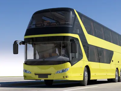 Double-Decker double decker bus on road 3D model