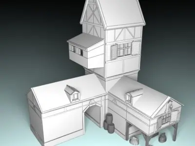 Blacksmith house Low-poly 3D model