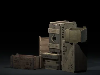 ww2 Crate Pack Low-poly 3D model