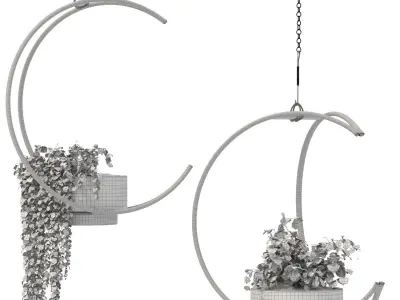 Metal Hanging Plants 04 3D model