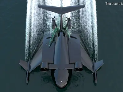 Flying Ship Concept Black Color 3D model