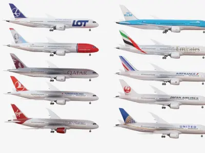 Bundle Boeing 787 Dreamliner 10 Pack Low-poly 3D model