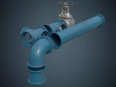 Industrial Pipes 6B Low-poly 3D model