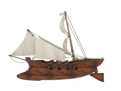 Wooden boat  3D model