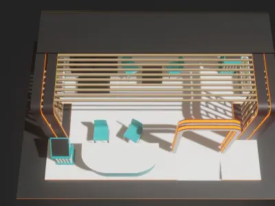 Exhibition Stand for Material Experimentation 3D Model Low-poly 3D model