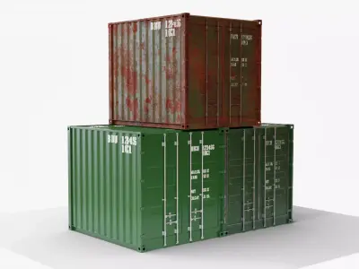 10Ft Cargo Container - Green 3D Model Pack