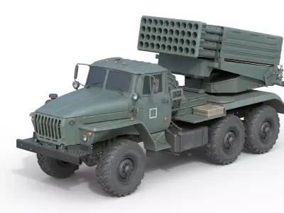 Tornado G Multiple Launch Rocket System Low-poly 3D model