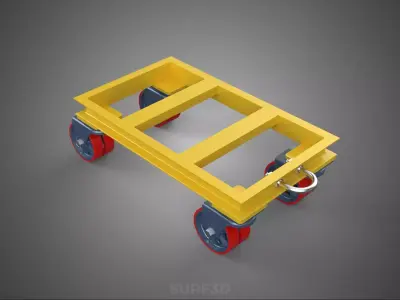 HEAVY DUTY TOW HOOK DOLLY CART HANDLING TROLLEY PALLET PLATFORM 3D model