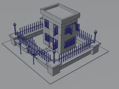 Lowpoly Night House Low-poly 3D model