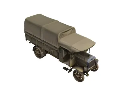 1910s Military Truck Vintage Army Transport Utility Vehicle 3D model