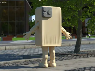 IPhone Costume Character Golden Rigged 3D model
